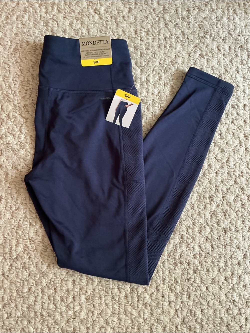 Mondetta Navy Performance High-Rise Jacquard Panel Leggings